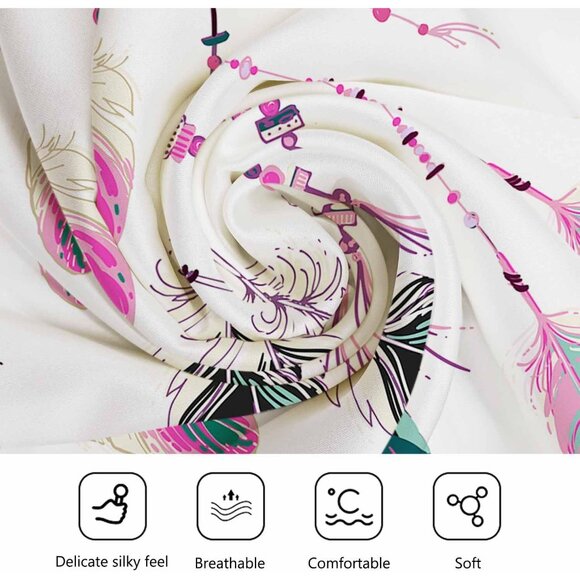 Saint Patrick Day Head Scarf Green Clover Leaf Silk Feel Bandana for Women Girls - Picture 4 of 7